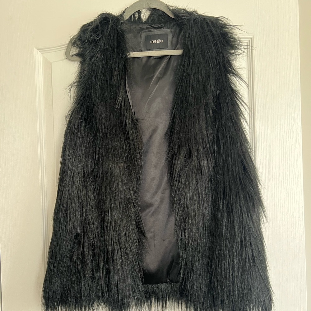 Women's Black Faux Fur Vest